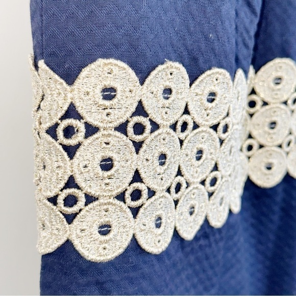 Lilly Pulitzer Annabelle True Navy/Metallic Gold Lace Stripe Shift Dress 4 - Picture 9 of 15